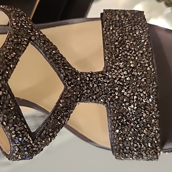 NWT  ANTONIO MELANI KARALINA Mystic Grey Satin/ Beaded Platform Sandals sz 8M - Picture 5 of 9